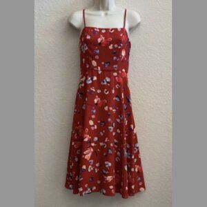 Anthropologie Hutch Fit & Flare Brown Floral Sleeveless Midi Dress Women Size  0